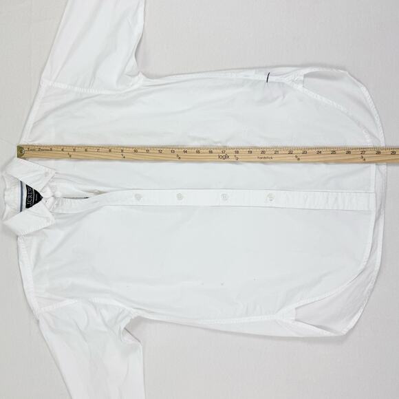 J Crew Shirt Womens 00 White Relaxed Fit Washed Cotton Poplin Long Sleeve - Picture 15 of 15